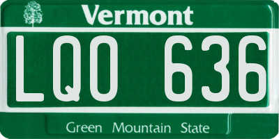 VT license plate LQO636