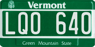 VT license plate LQO640