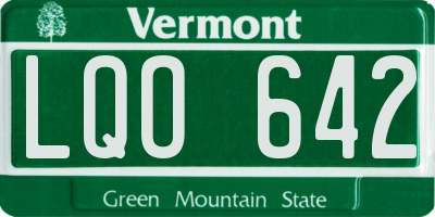 VT license plate LQO642