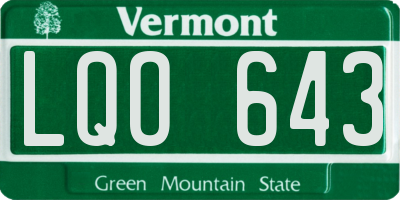 VT license plate LQO643