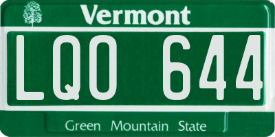 VT license plate LQO644