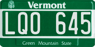 VT license plate LQO645