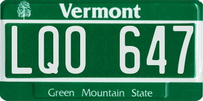 VT license plate LQO647