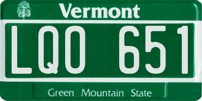 VT license plate LQO651