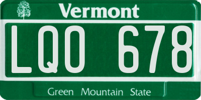 VT license plate LQO678