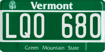 VT license plate LQO680