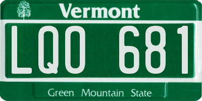 VT license plate LQO681