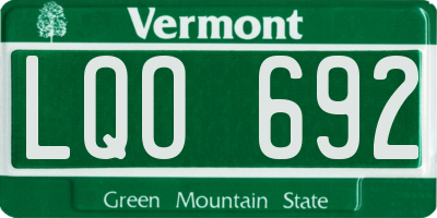 VT license plate LQO692