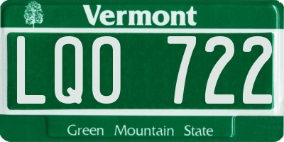 VT license plate LQO722