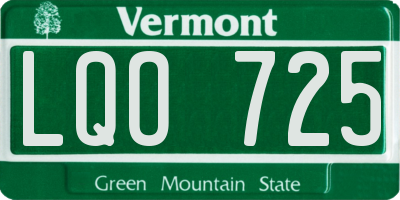 VT license plate LQO725