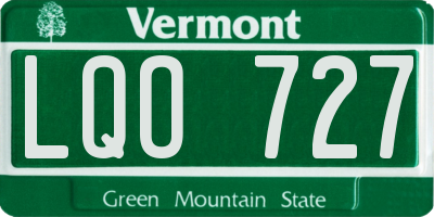 VT license plate LQO727