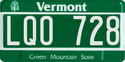 VT license plate LQO728