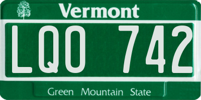 VT license plate LQO742