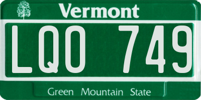 VT license plate LQO749