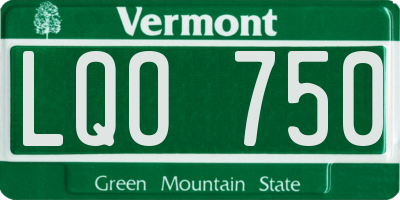 VT license plate LQO750