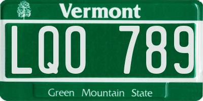 VT license plate LQO789