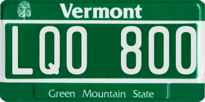 VT license plate LQO800