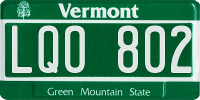 VT license plate LQO802