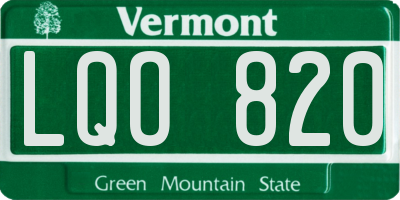 VT license plate LQO820