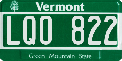VT license plate LQO822