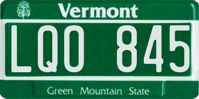 VT license plate LQO845