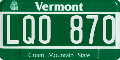 VT license plate LQO870