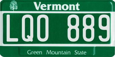 VT license plate LQO889
