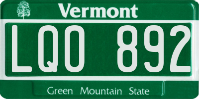 VT license plate LQO892