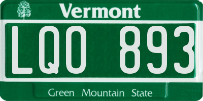VT license plate LQO893
