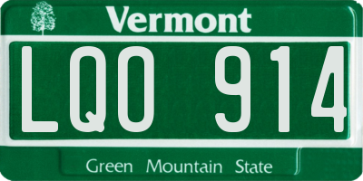 VT license plate LQO914