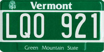 VT license plate LQO921