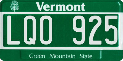 VT license plate LQO925