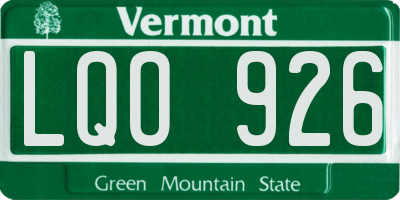 VT license plate LQO926