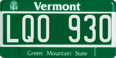 VT license plate LQO930