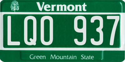 VT license plate LQO937