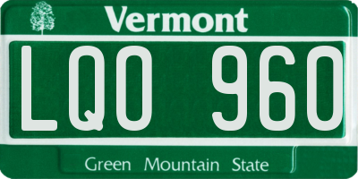 VT license plate LQO960
