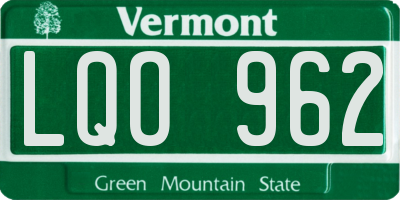 VT license plate LQO962