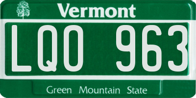 VT license plate LQO963