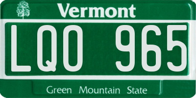 VT license plate LQO965
