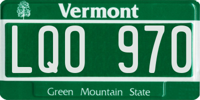 VT license plate LQO970