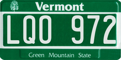 VT license plate LQO972