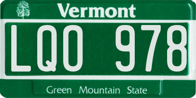 VT license plate LQO978