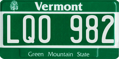 VT license plate LQO982