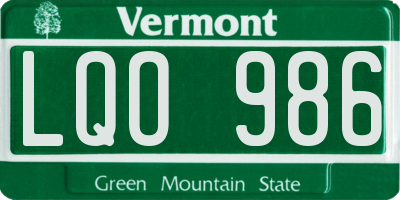 VT license plate LQO986