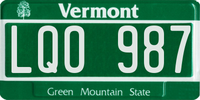 VT license plate LQO987