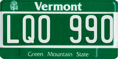 VT license plate LQO990