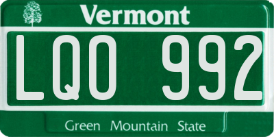 VT license plate LQO992