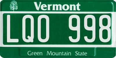 VT license plate LQO998