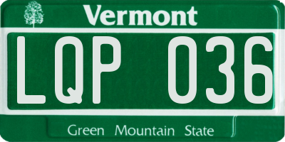 VT license plate LQP036