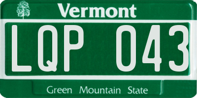 VT license plate LQP043